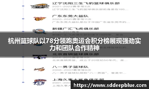 杭州篮球队以78分领跑奥运会积分榜展现强劲实力和团队合作精神